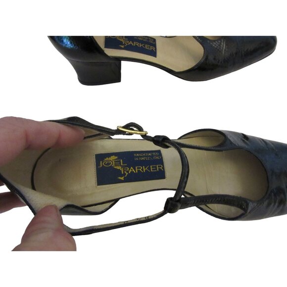 Joel Parker Handcrafted Italian Black Patent Leather Strappy Heels, Sz 6 1/2B - Picture 3 of 6